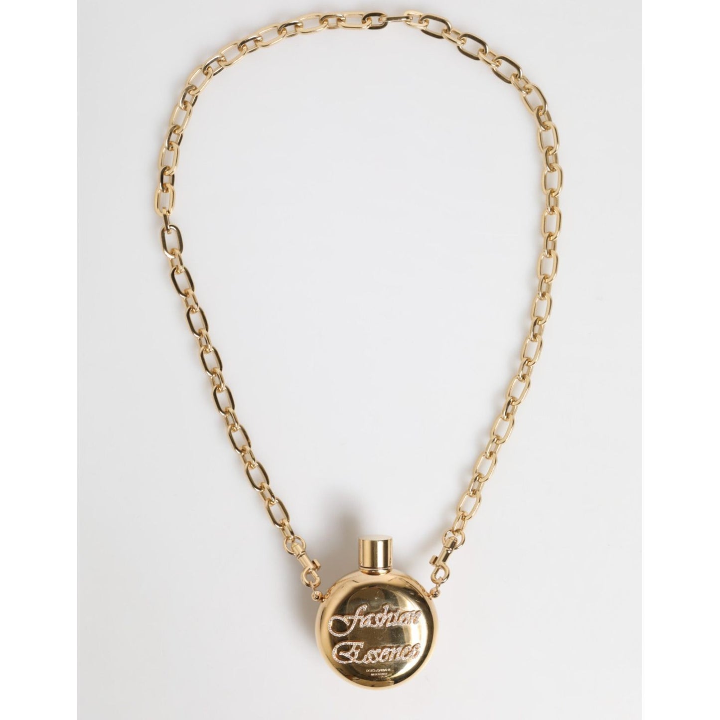 Dolce & Gabbana Gold Brass Rhinestone Devotion Charm Pendant Necklace