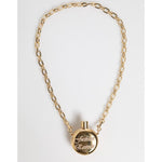 Dolce & Gabbana Gold Brass Rhinestone Devotion Charm Pendant Necklace