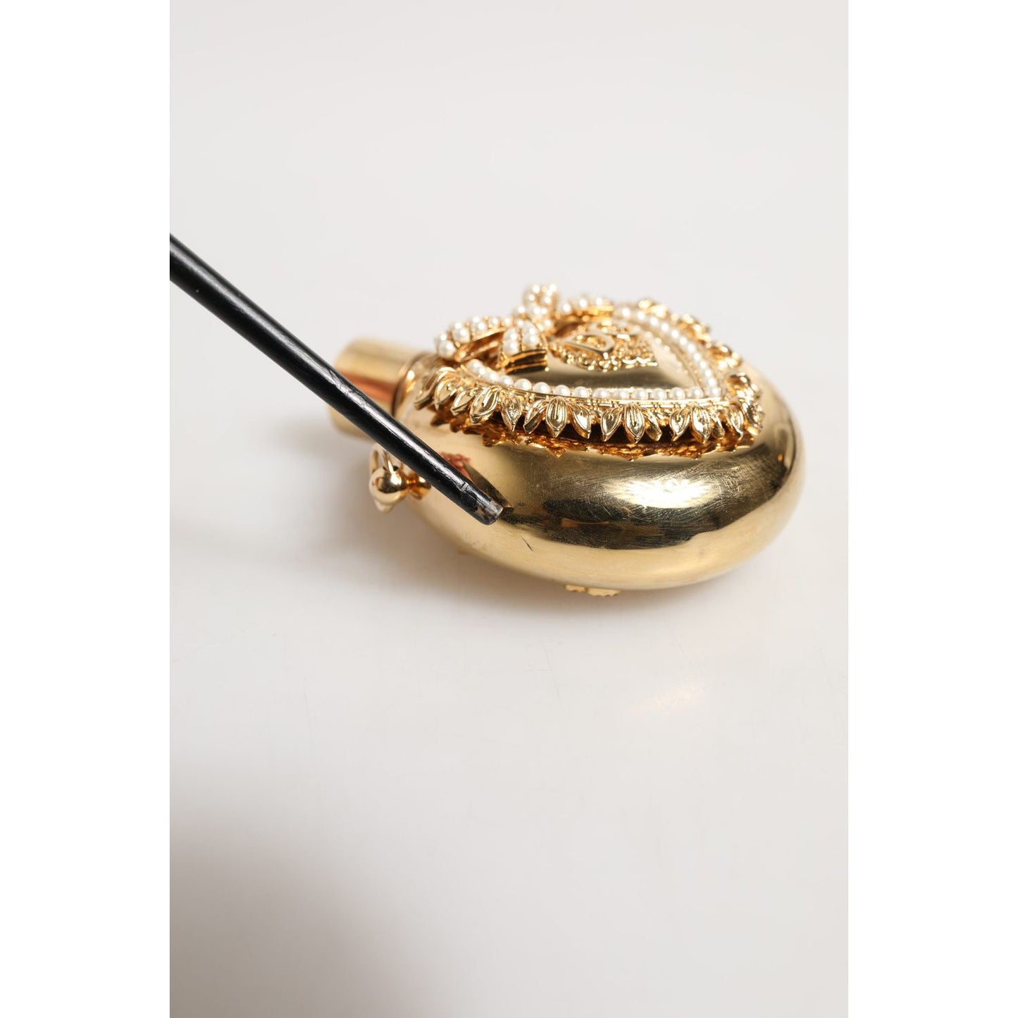 Dolce & Gabbana Gold Brass Rhinestone Devotion Charm Pendant Necklace