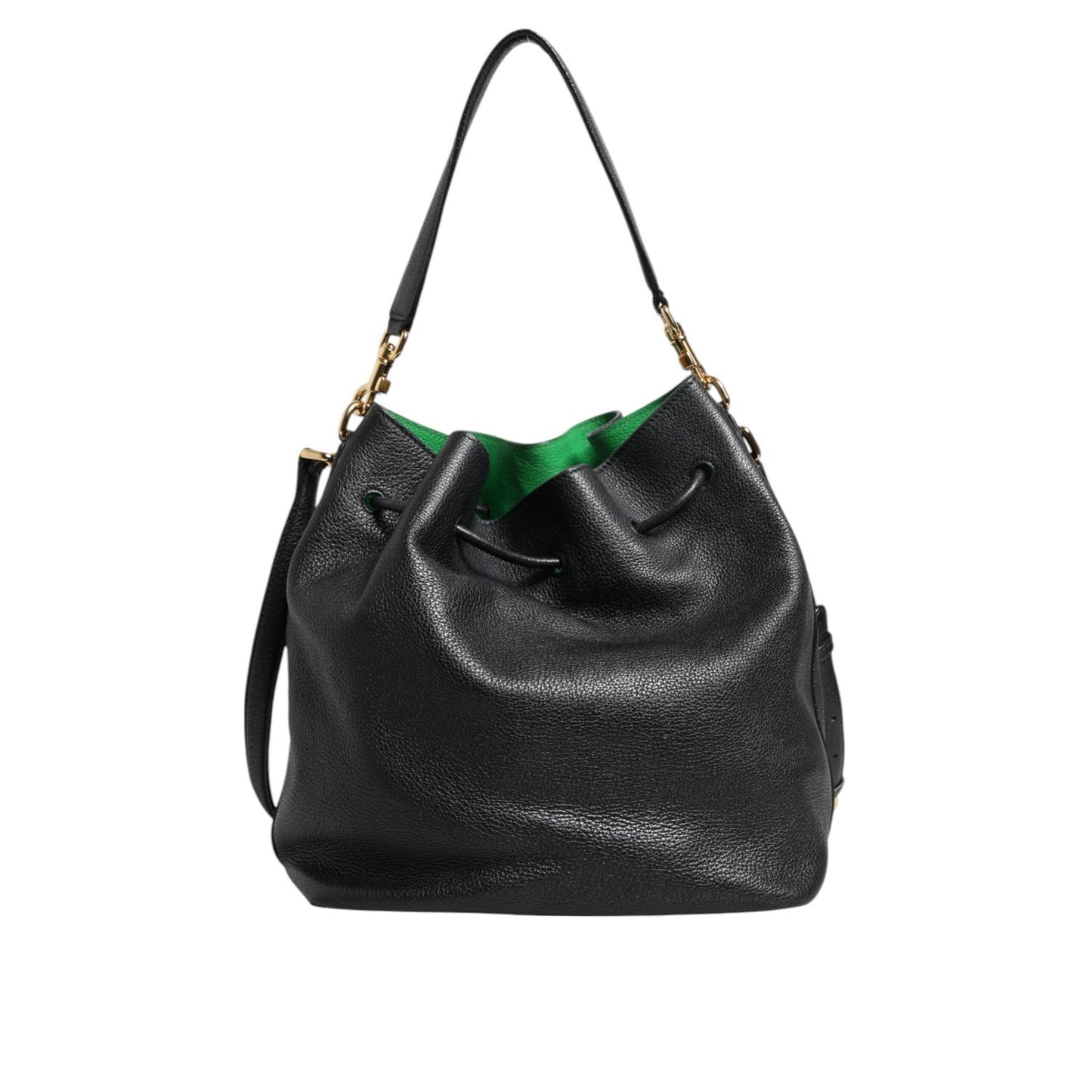Dolce & Gabbana Black Leather Shoulder Crossbody Bucket Women Borse Bag BAG4493