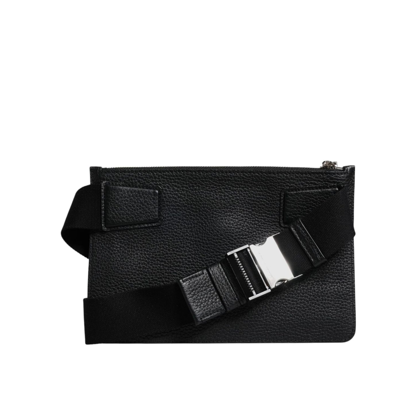 Dolce & Gabbana Black Leather Logo Embossed Waist Fanny Pack Borse Bag