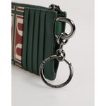 Dolce & Gabbana Green Calf Leather Logo Print Monogram Card Holder Wallet SMY11213