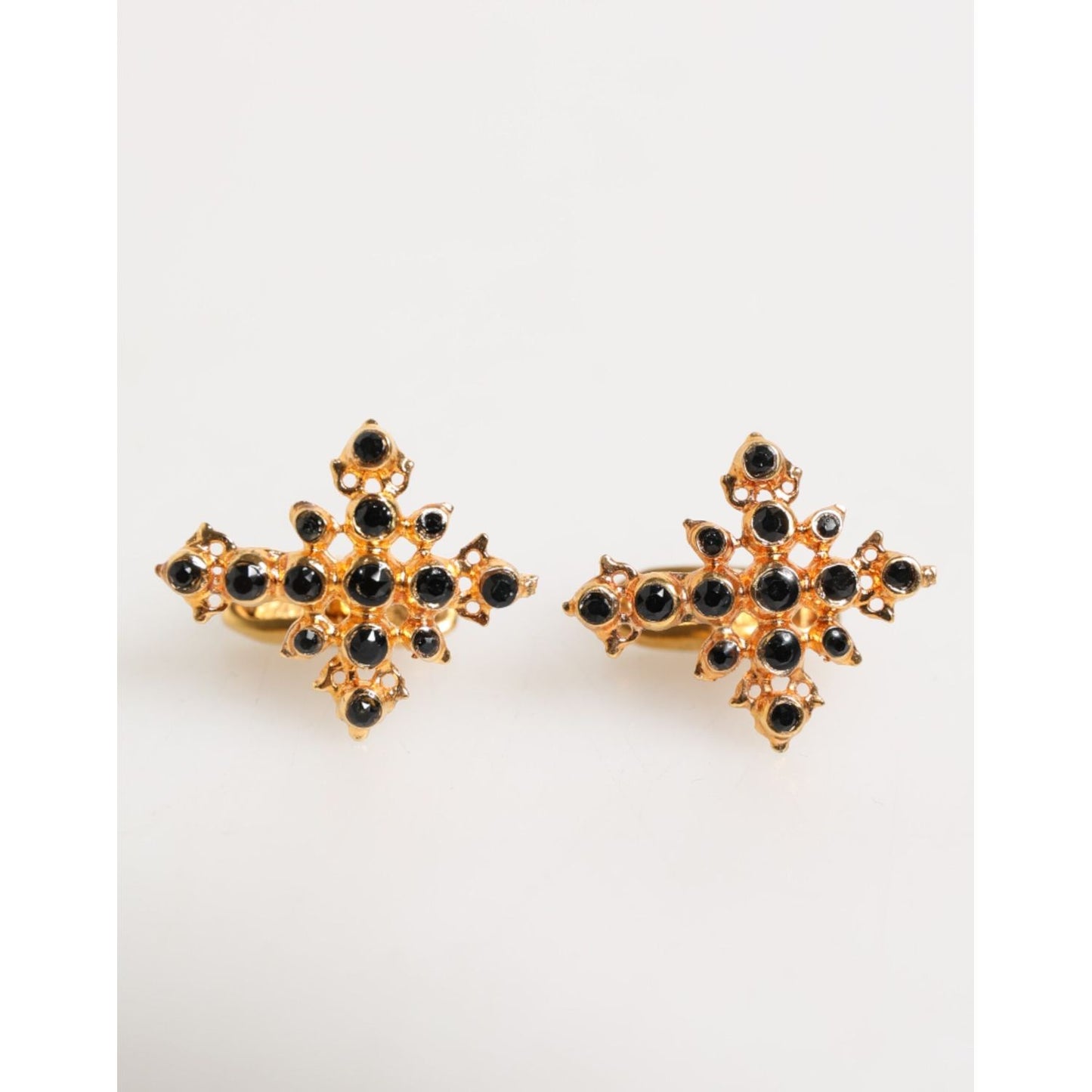 Dolce & Gabbana Gold Tone Brass Cross Crystal Men Accessory Cufflink