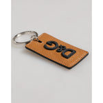 Dolce & Gabbana Brown Leather Logo Metal Ring Keychain Holder Men Keyring