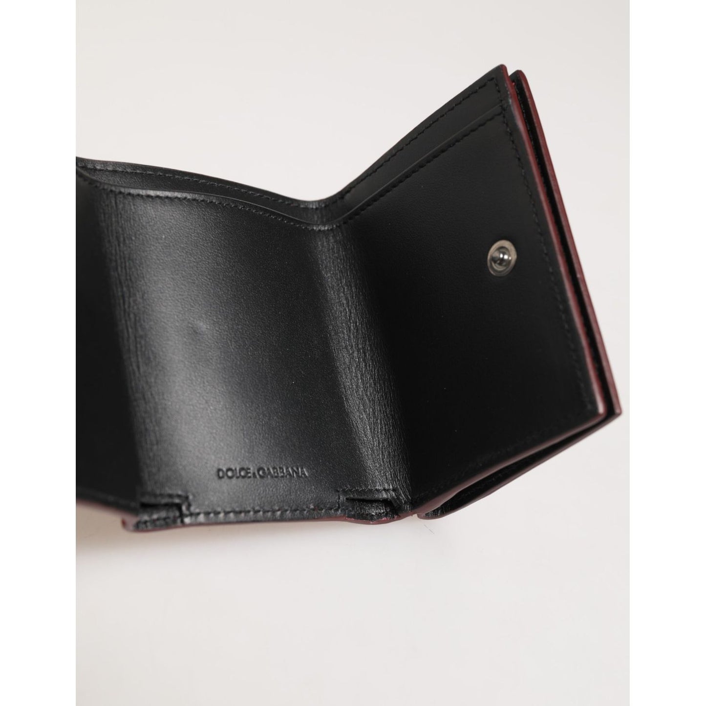 Dolce & Gabbana Red Leather Bold Logo Print Trifold Men Card Holder Wallet