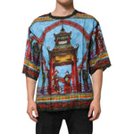 Dolce & Gabbana Multicolor Cotton Linen Temple Print T-shirt