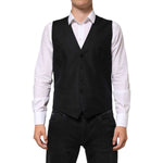 Dolce & Gabbana Black Wool Dress Formal Men Waistcoat Vest TSH90801-52