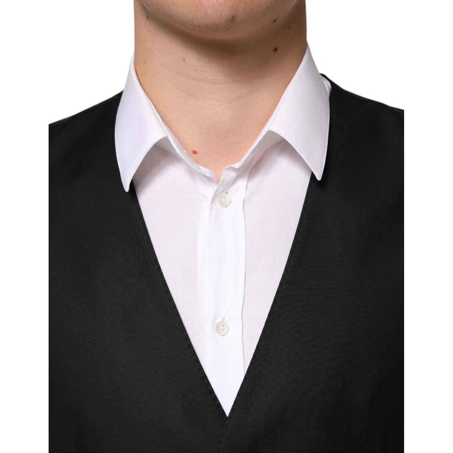 Dolce & Gabbana Black Wool Dress Formal Men Waistcoat Vest TSH90801-52