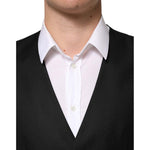 Dolce & Gabbana Black Wool Dress Formal Men Waistcoat Vest TSH90801-52