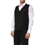 Dolce & Gabbana Black Wool Dress Formal Men Waistcoat Vest TSH90803-56