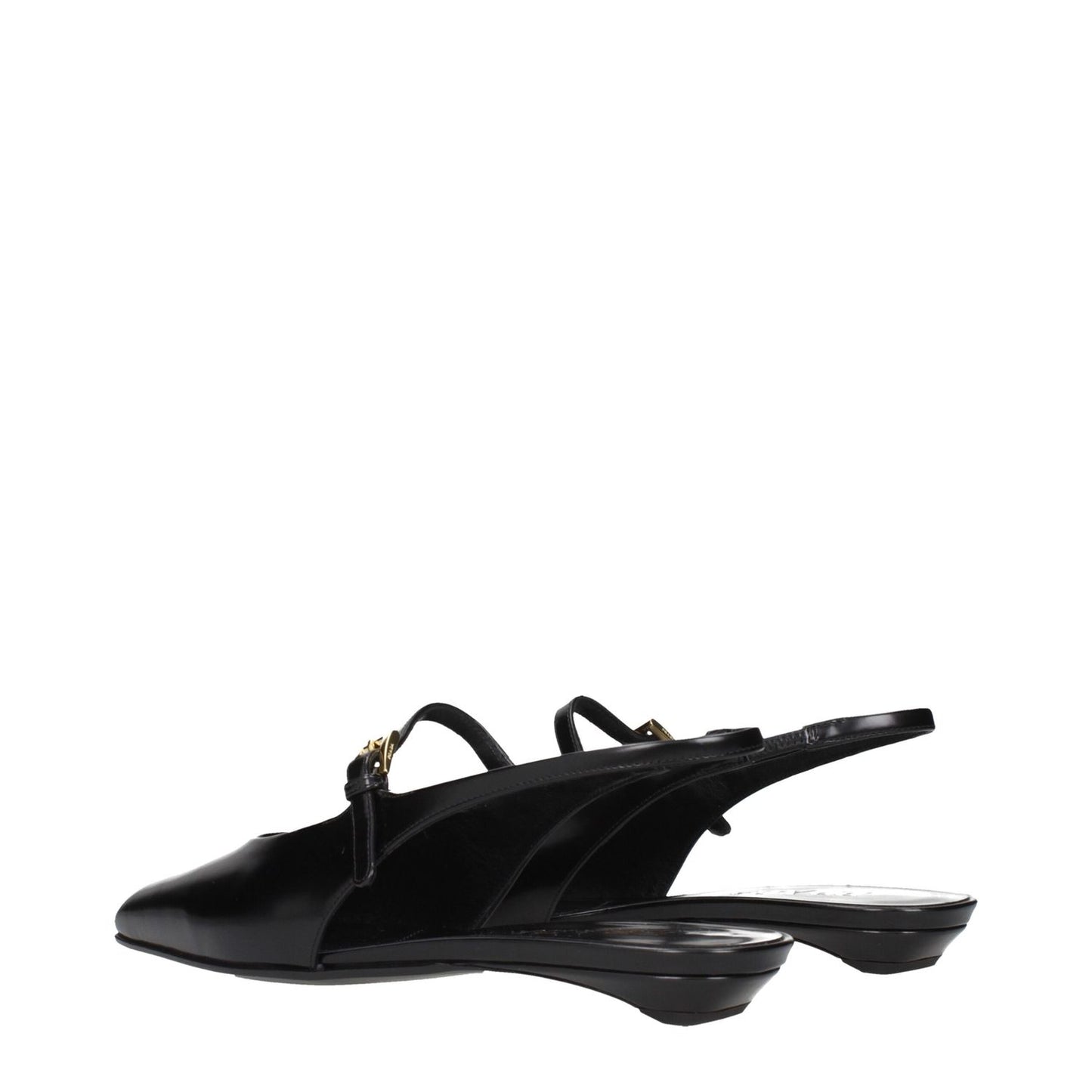Prada Black Leather Sandals with front logo, MPN 1F828N055015F0002, side view showing premium quality leather and sleek design.
