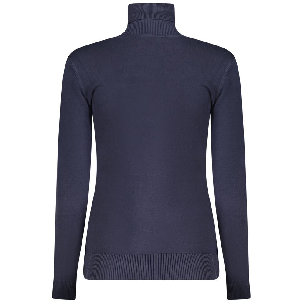 Guess Jeans Blue Viscose Women Sweater with turtleneck, back view