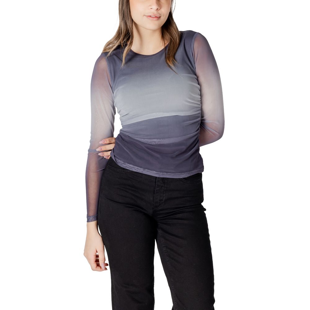 ICHI Gray Polyester Long Sleeve T-Shirt