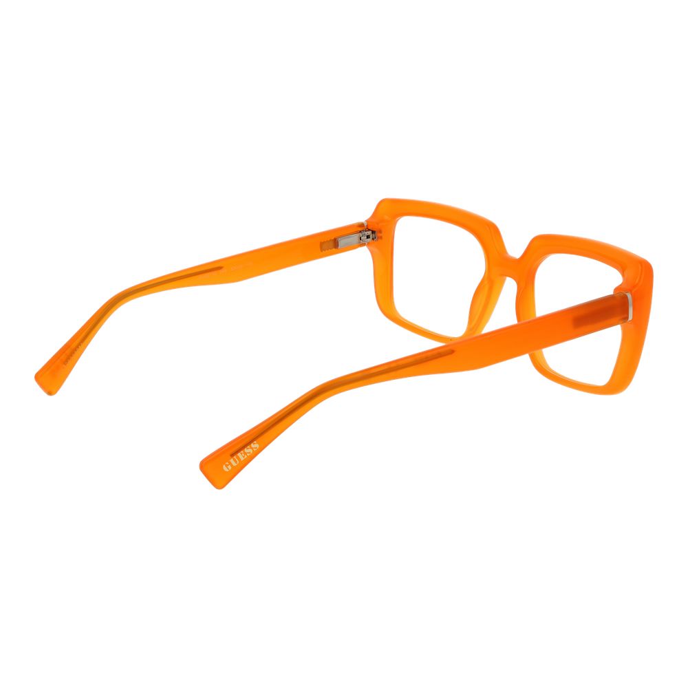 Guess Orange Stainless Steel Glasses (Frames) - unisex square orange full-rim frames with plastic demo lenses, size 53-20-145.