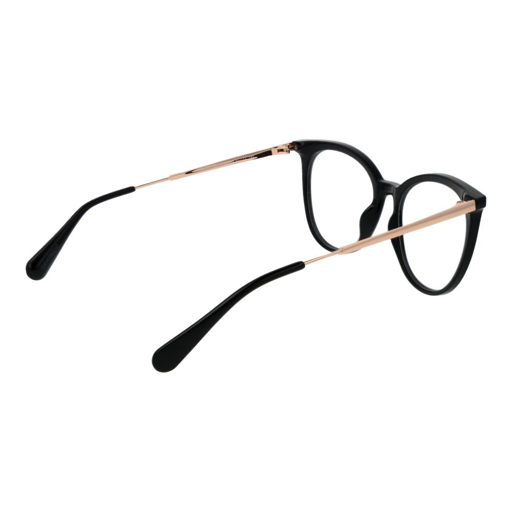 Max & Co Black Plastic Glasses (Frames) with full-rim design and panto style for women, black frame, size 52-17-140, includes branded case.