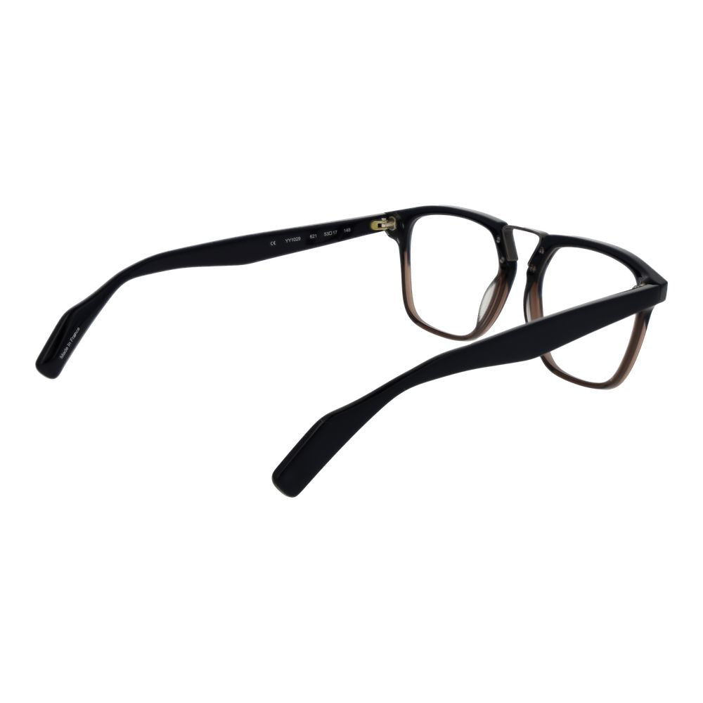 Yohji Yamamoto Black Plastic Glasses (Frames) for men, rectangle style, full-rim, with black plastic frames and demo lenses, size 53-17-148.