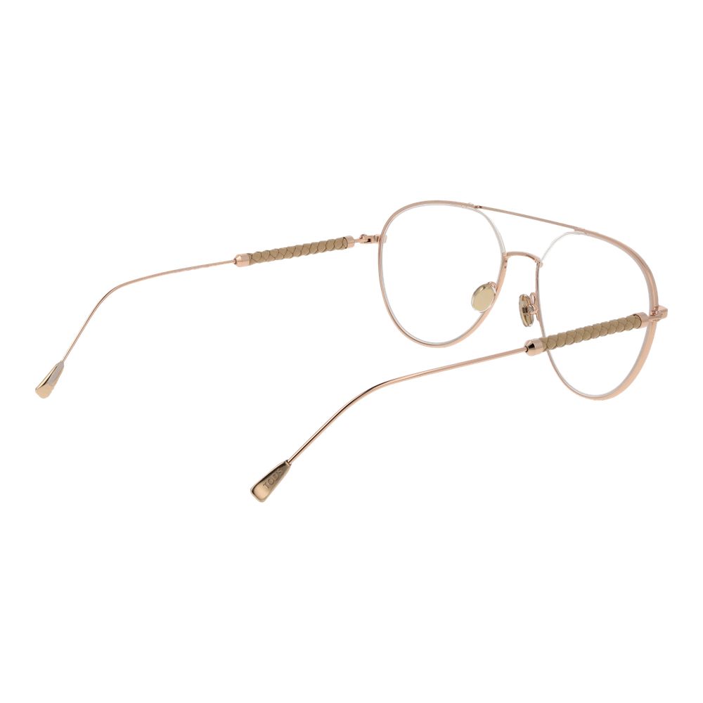 Tod's Rose Gold Metal Glasses (Frames) aviator style half-rim for men with demo plastic lenses and metal frame.