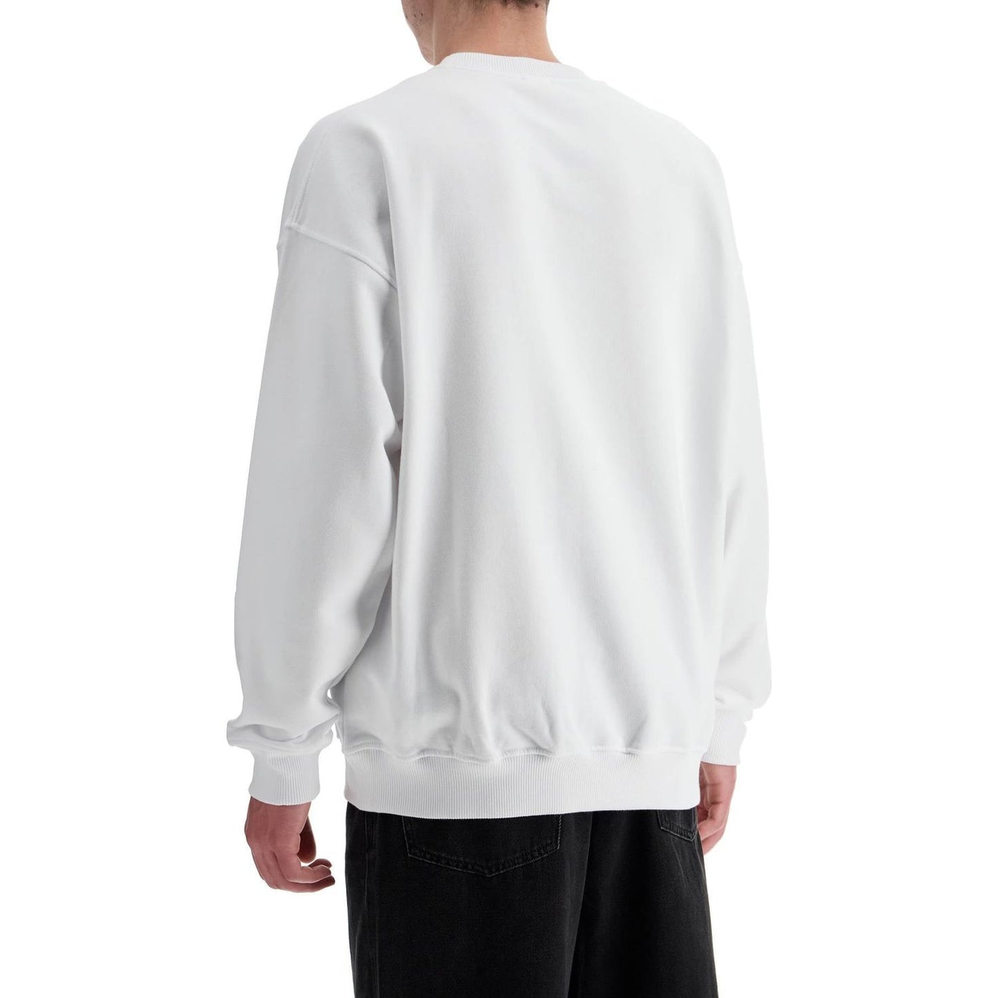 Diesel white cotton sweatshirt with raised logo for men