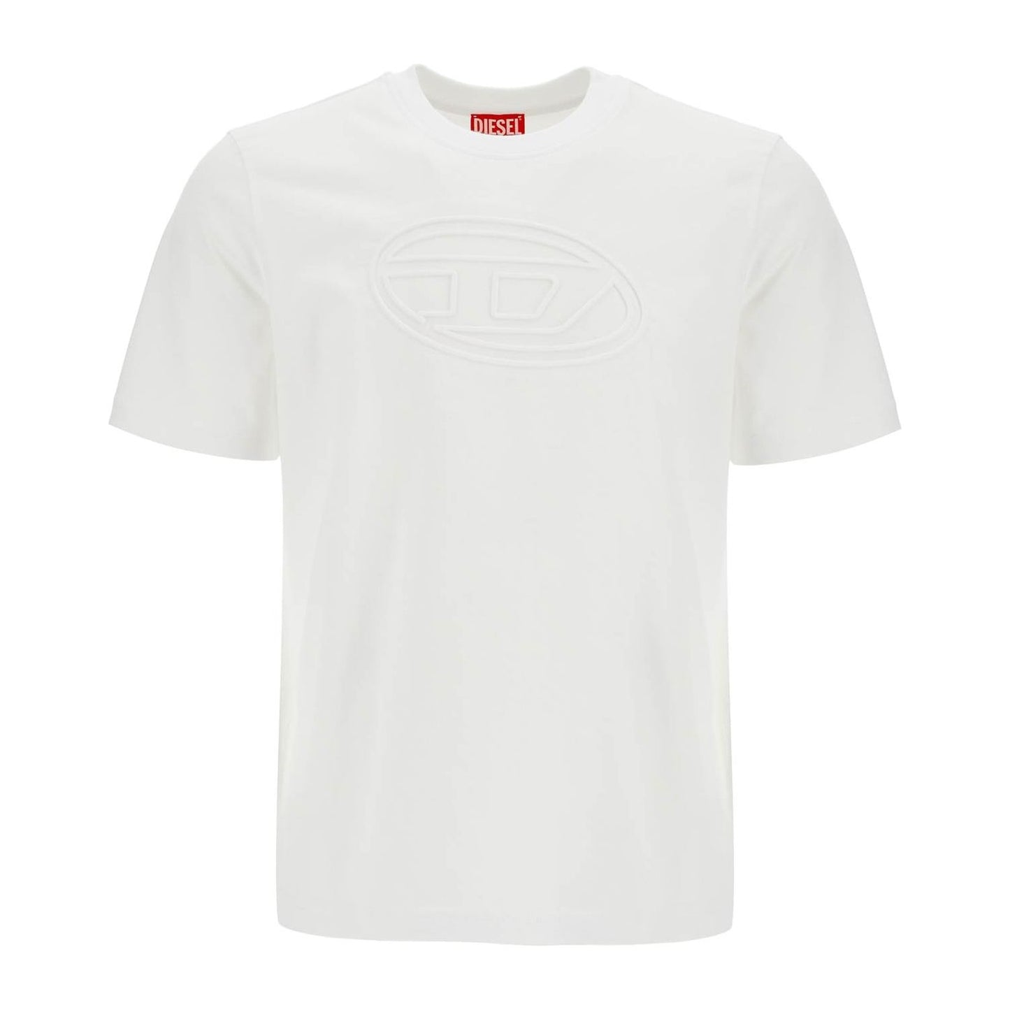 Diesel white cotton t-shirt with embossed logo t-adjust-bigoval