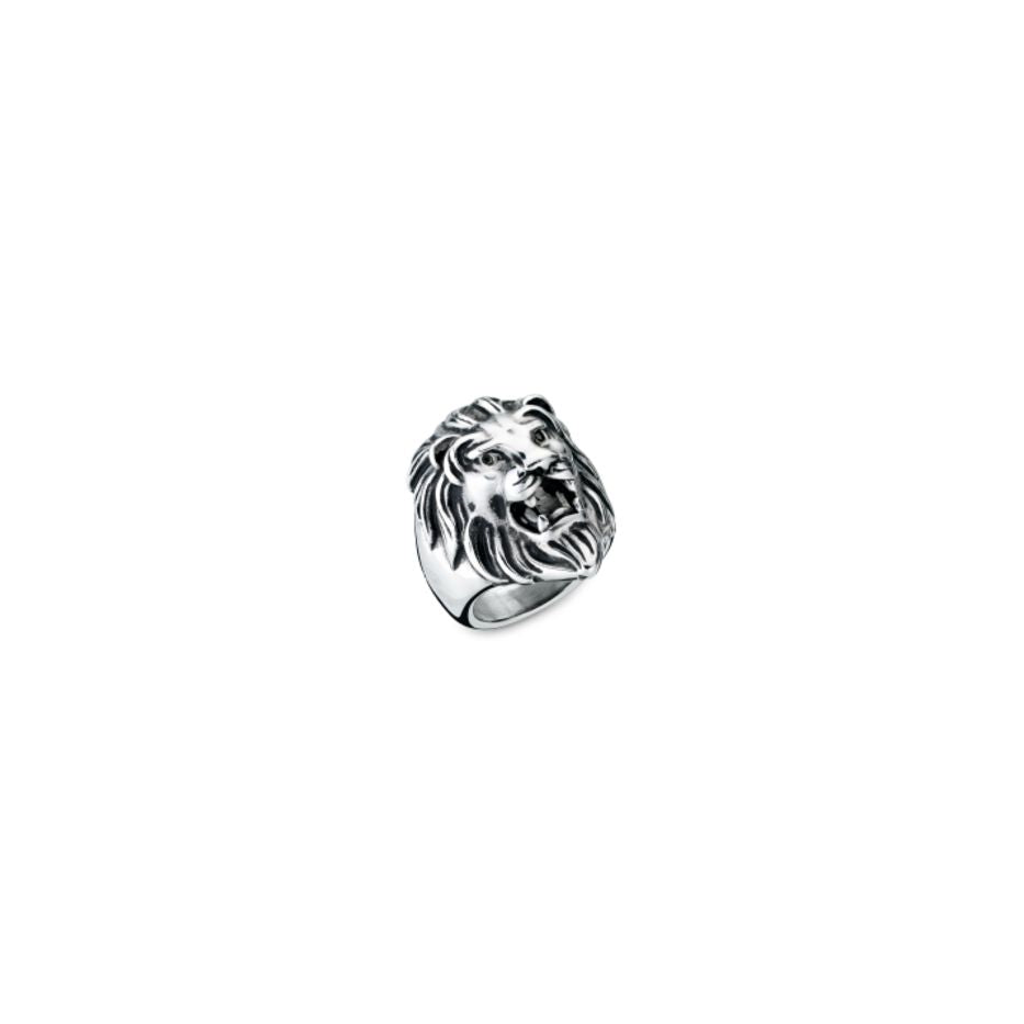 AN JEWELS JEWELRY Mod. AA.ALION1-12 lion head design ring made of silver.