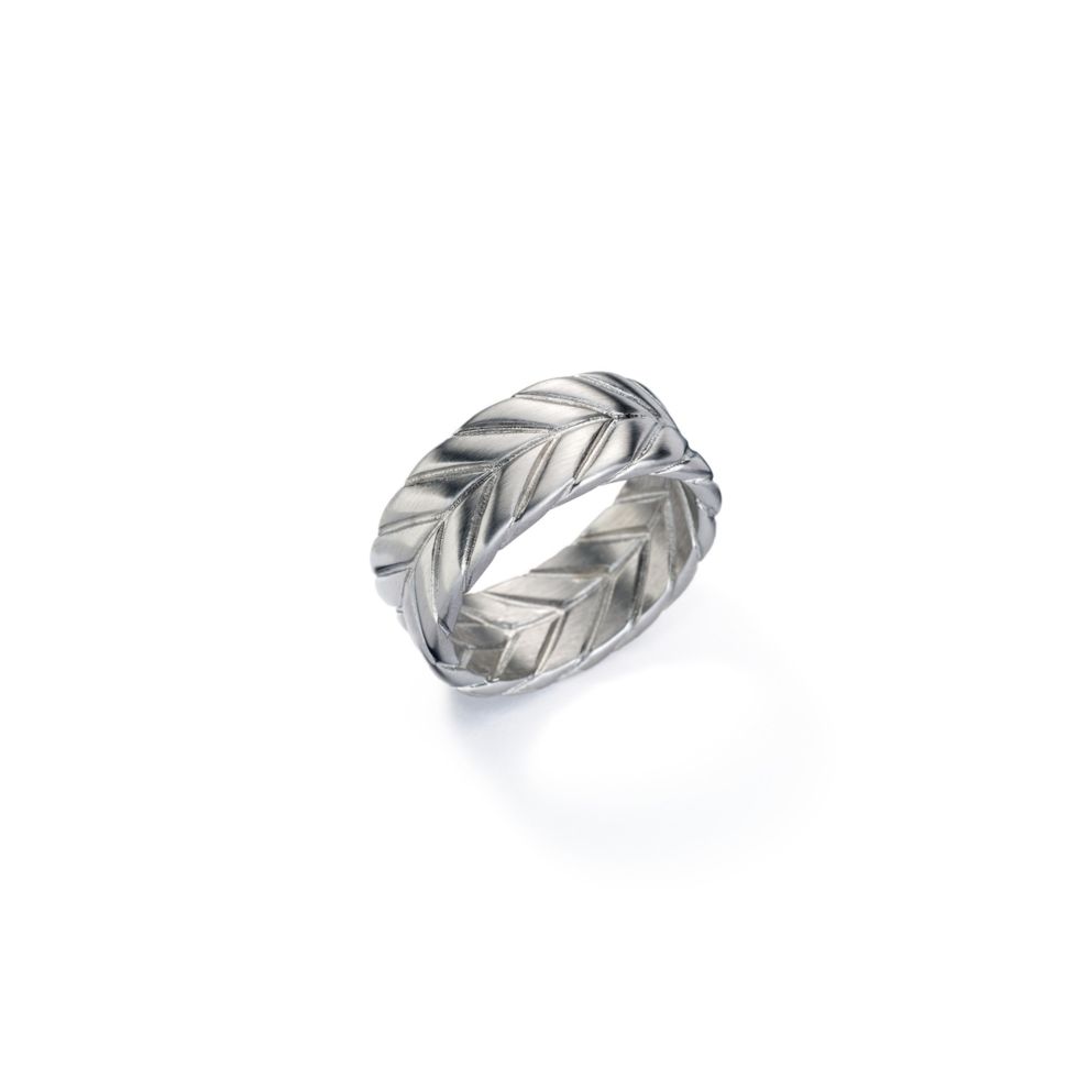 AN JEWELS JEWELRY Mod. AA.R256S-11 silver band ring with leaf pattern design
