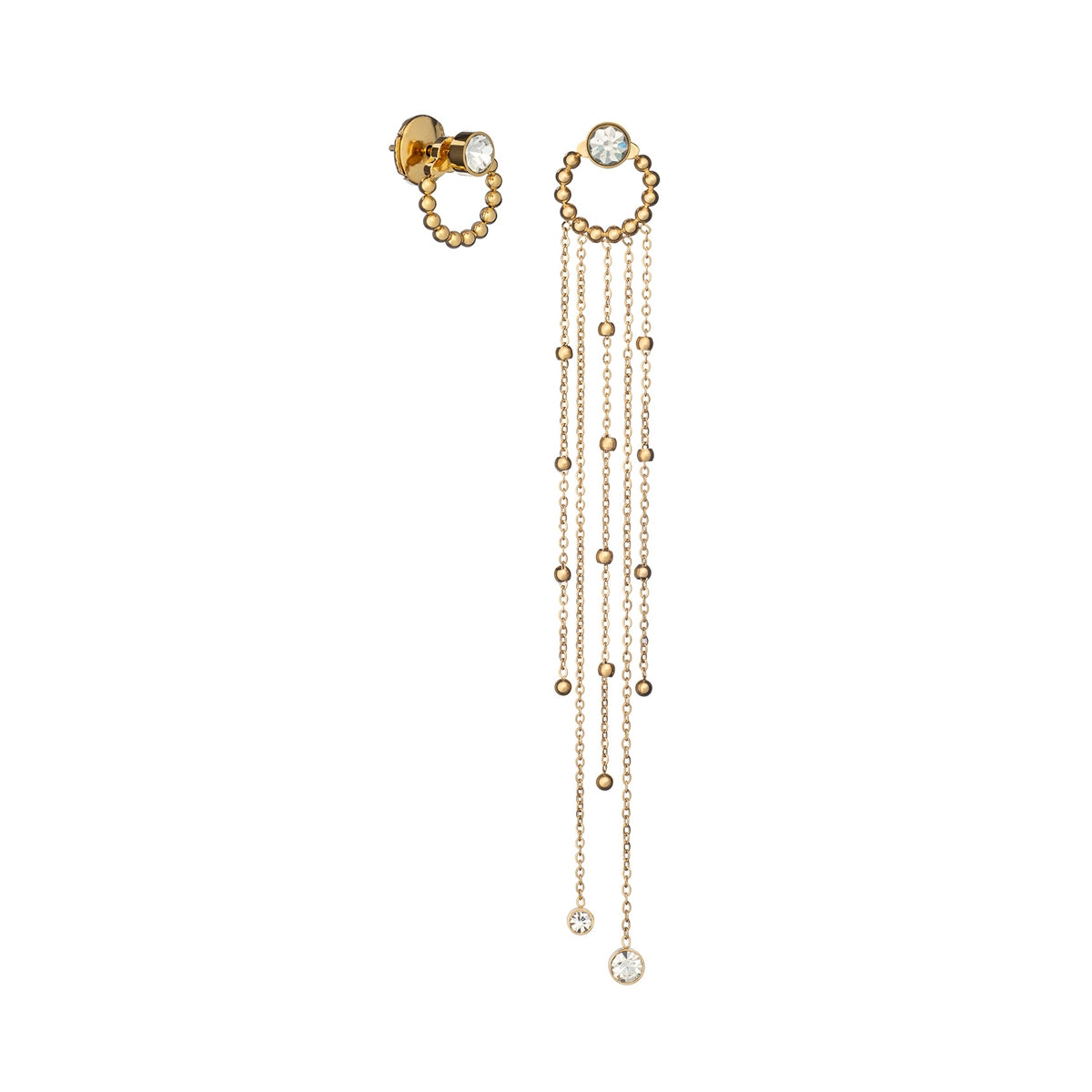 AN JEWELS JEWELRY Mod. AB.EP011 gold earrings with delicate hanging chains and crystal details