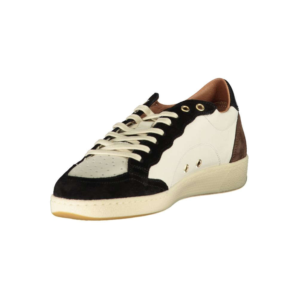 Blauer White Polyester Sneaker featuring contrasting details, sports shoe with laces, removable footbed, and logo application.