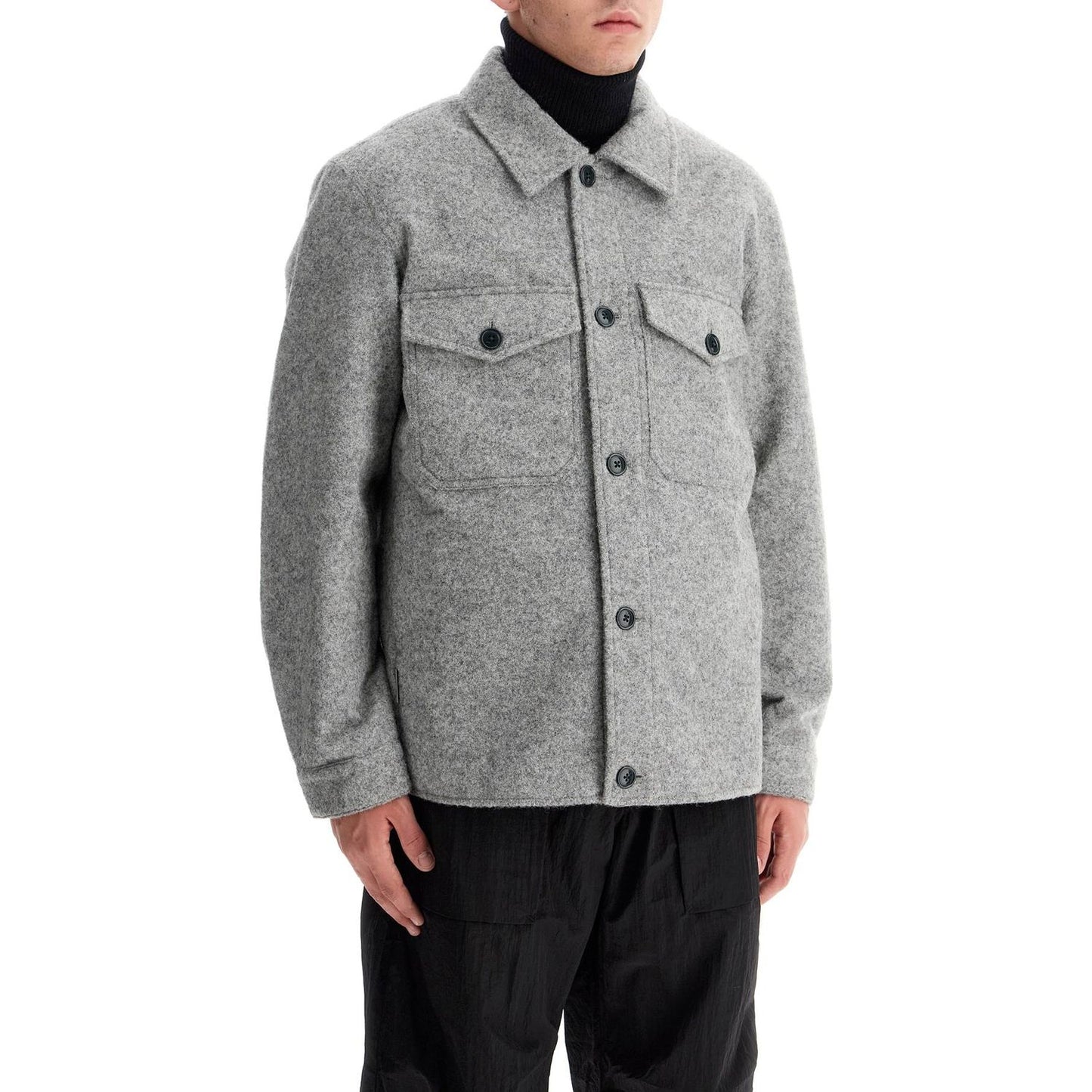 Woolrich reflective wool blend shirt jacket Vests Woolrich Light Slate Gray