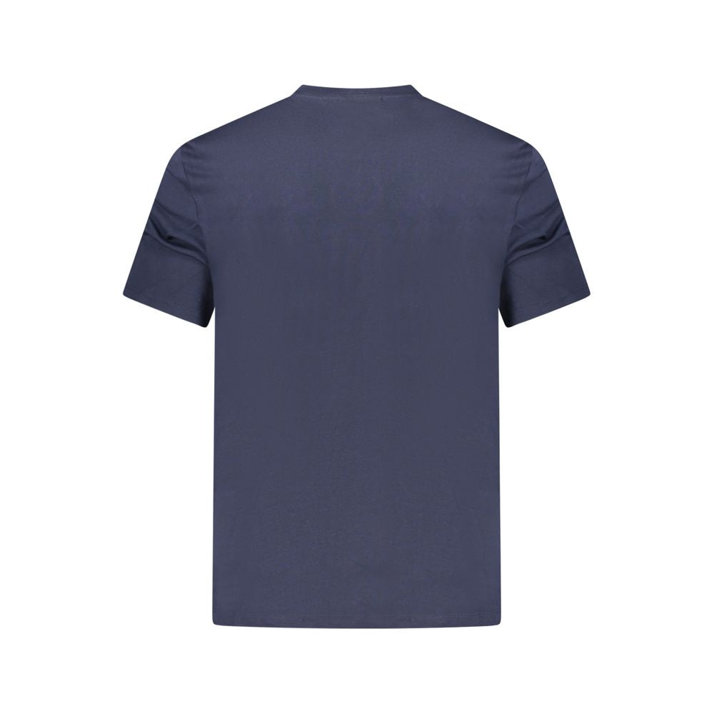 Back view of Calvin Klein Blue Cotton T-Shirt featuring short sleeves and crew neck.