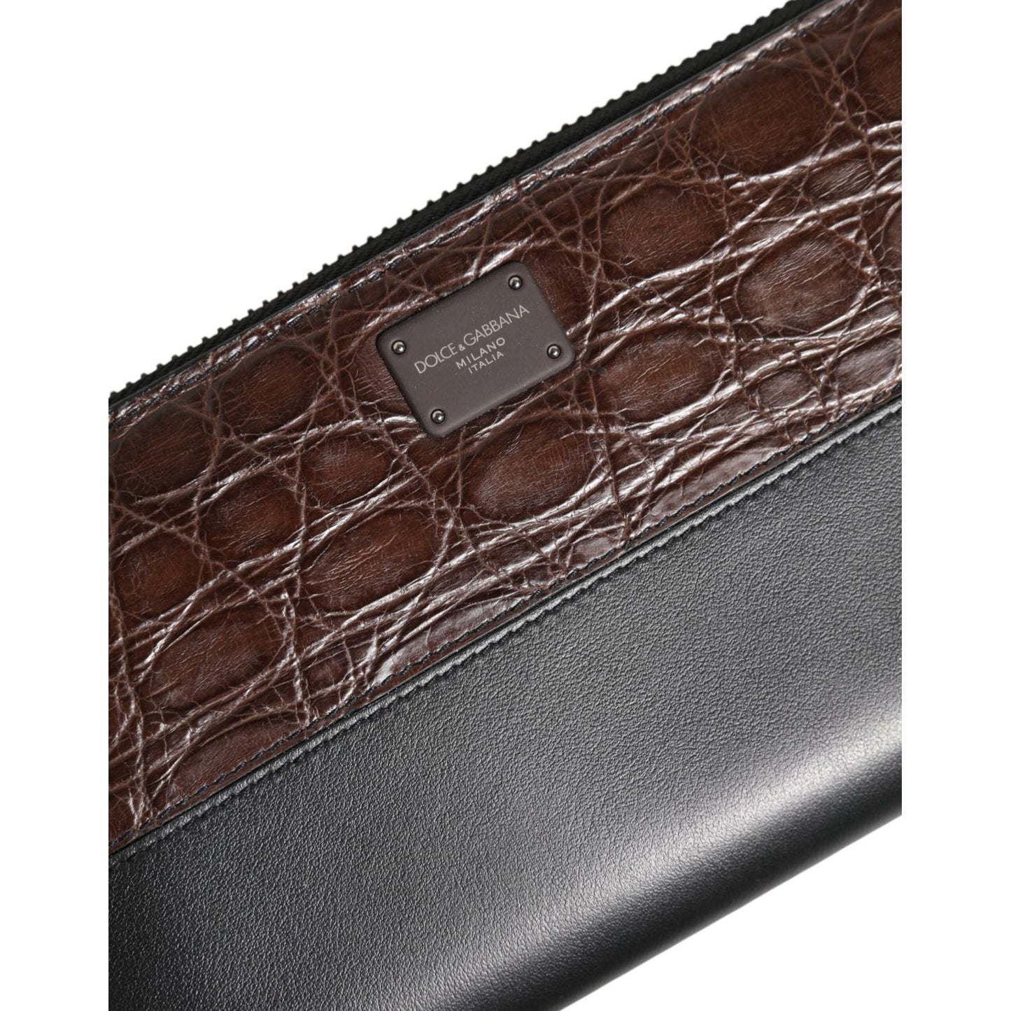 Dolce & Gabbana Black Brown Exotic Leather Men Continental Clutch Wallet BAG4695