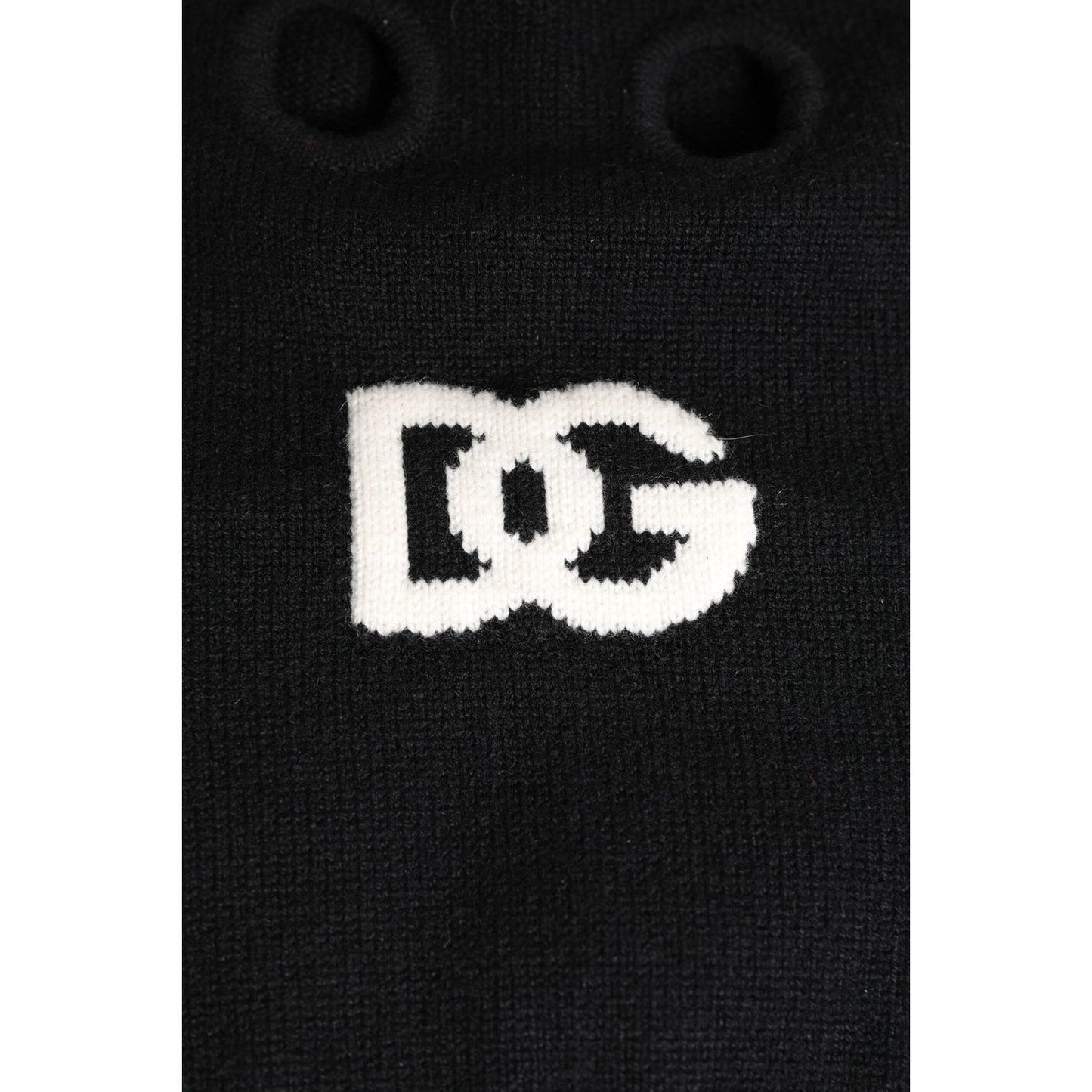Dolce & Gabbana Black Cashmere Knitted Ski Mask Balaclava Hat with logo detail, made in Italy
