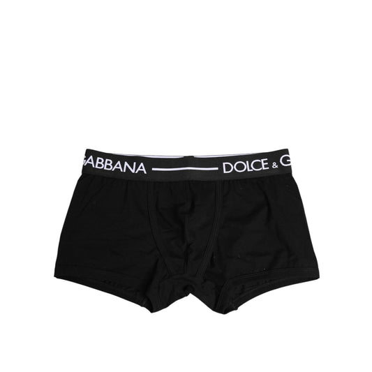 Dolce & Gabbana Black Cotton Stretch Regular Boxer Underwear