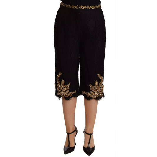 Dolce & Gabbana Black Lace Gold Baroque SPECIAL PIECE Shorts