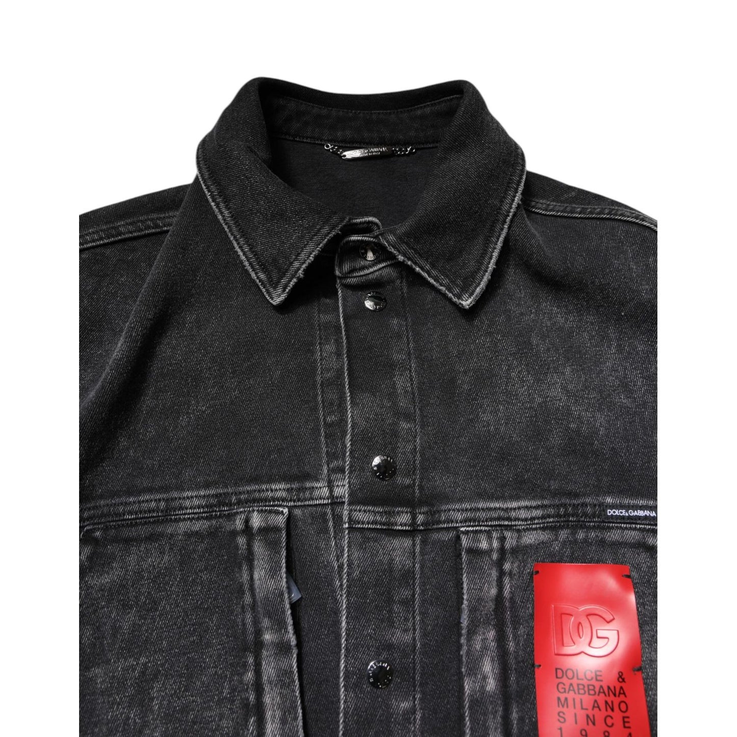 Dolce & Gabbana Black Logo Cotton Stretch Denim Jacket