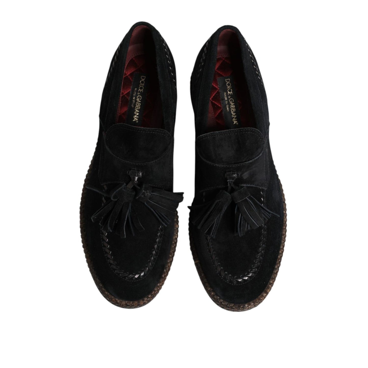 Dolce & Gabbana Black Suede Tassel Embellished Loafers Shoes