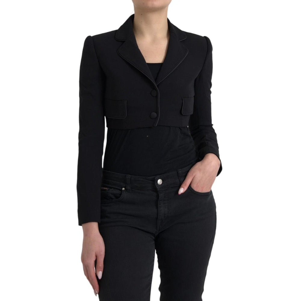 Dolce & Gabbana Black Wool Single Breasted Cropped Jacket JKT3900-36