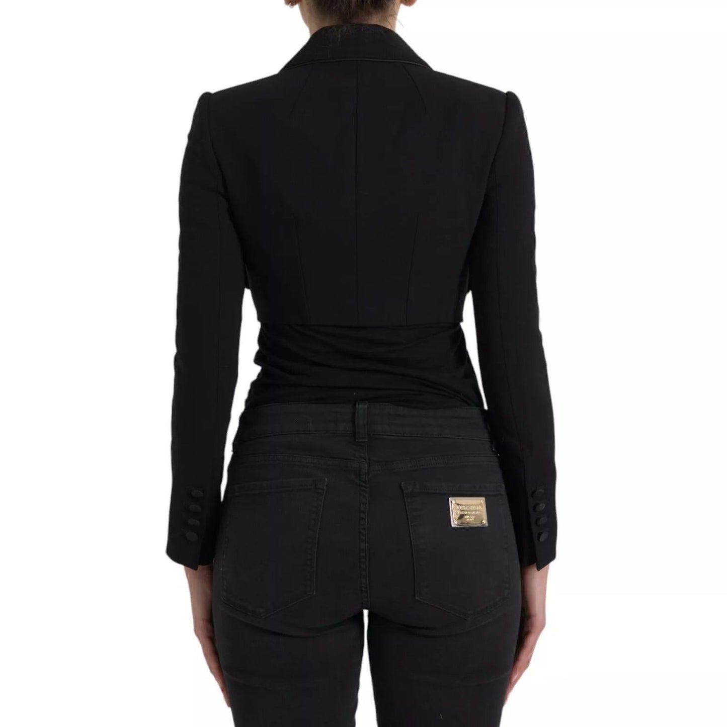 Dolce & Gabbana Black Wool Single Breasted Cropped Jacket JKT3900-36