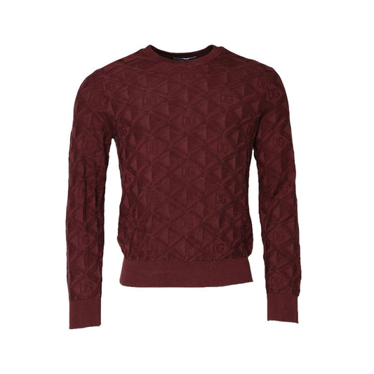 Dolce & Gabbana Bordeaux Silk Knit Crew Neck Pullover Sweater