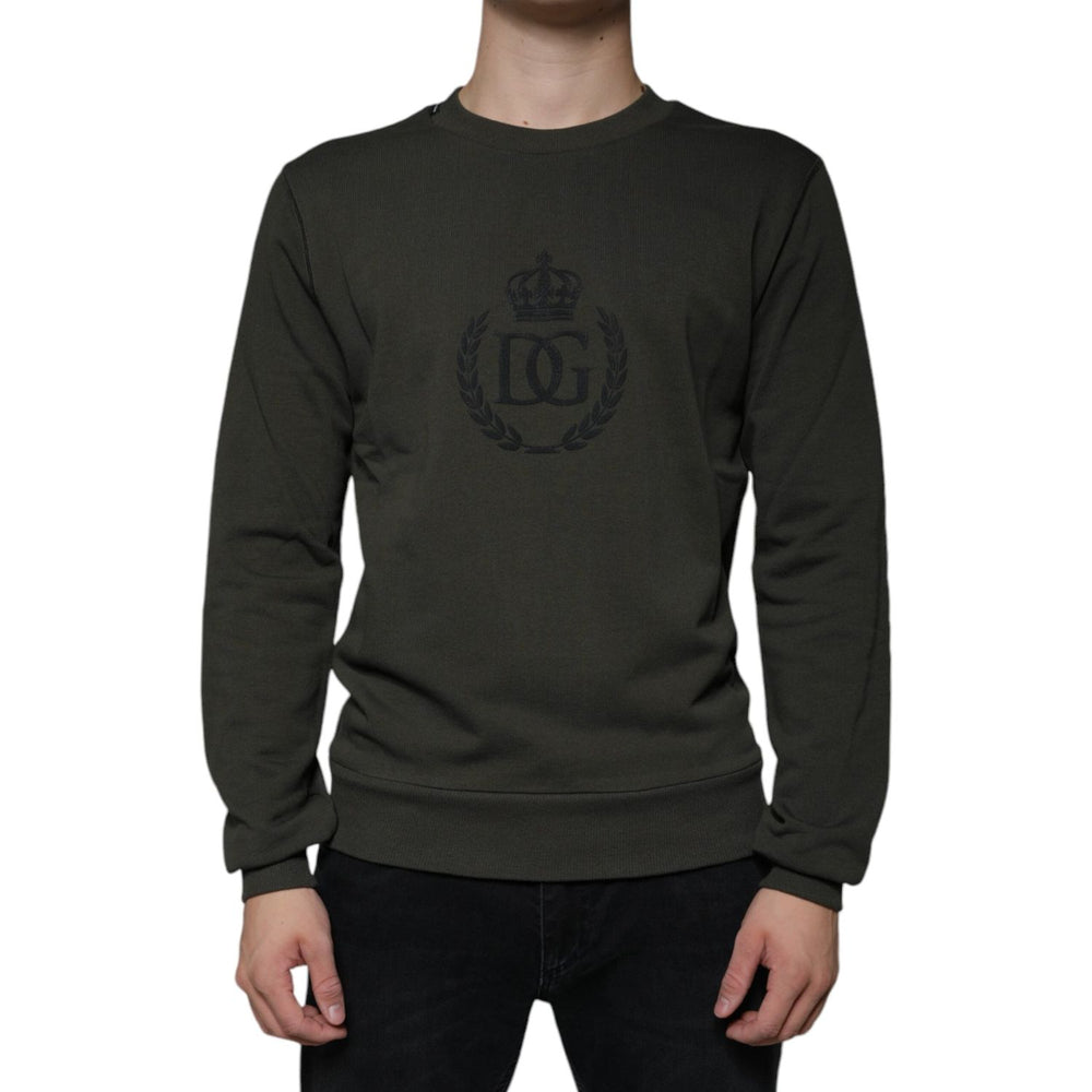 Dolce & Gabbana Army Green DG Crown Crew Neck Pullover Sweater TSH86589-44