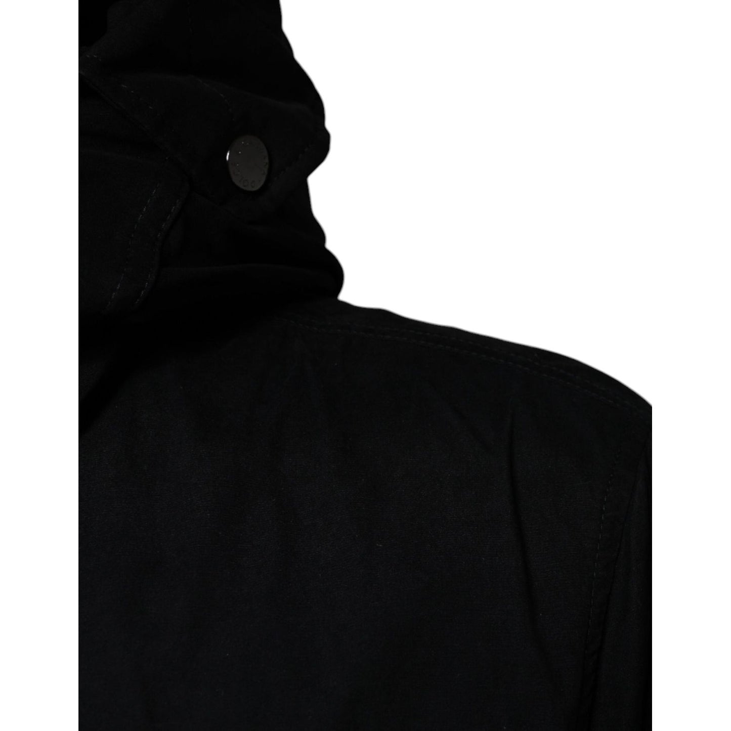 Dolce & Gabbana Black Hooded Parka Cotton Trench Coat Jacket JKT4083-50