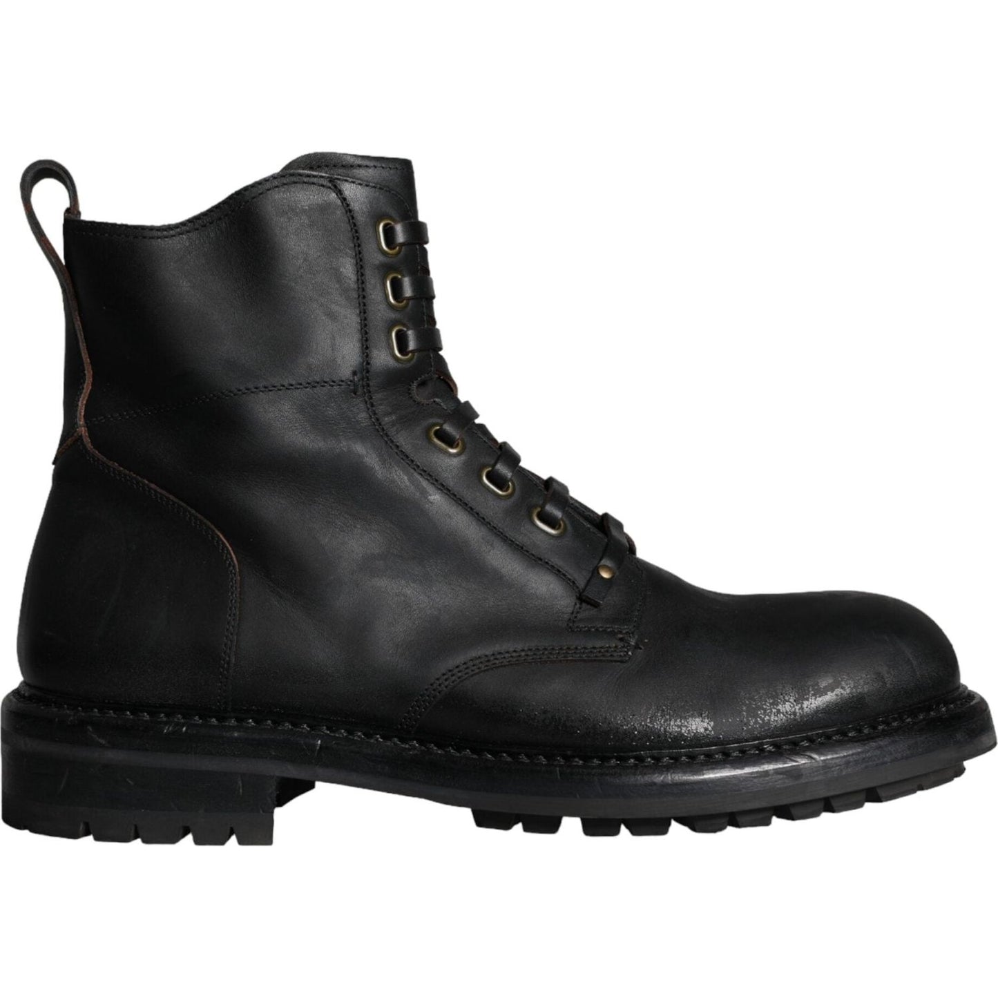 Dolce & Gabbana Black Lace Up Mid Calf Boots Men Shoes MV5868-45
