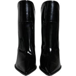 Dolce & Gabbana Black Patent Leather Pointed Ankle Boots Shoes LA11372-35