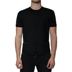 Dolce & Gabbana Black Wool Formal Dress Men Waistcoat Vest TSH87110-50