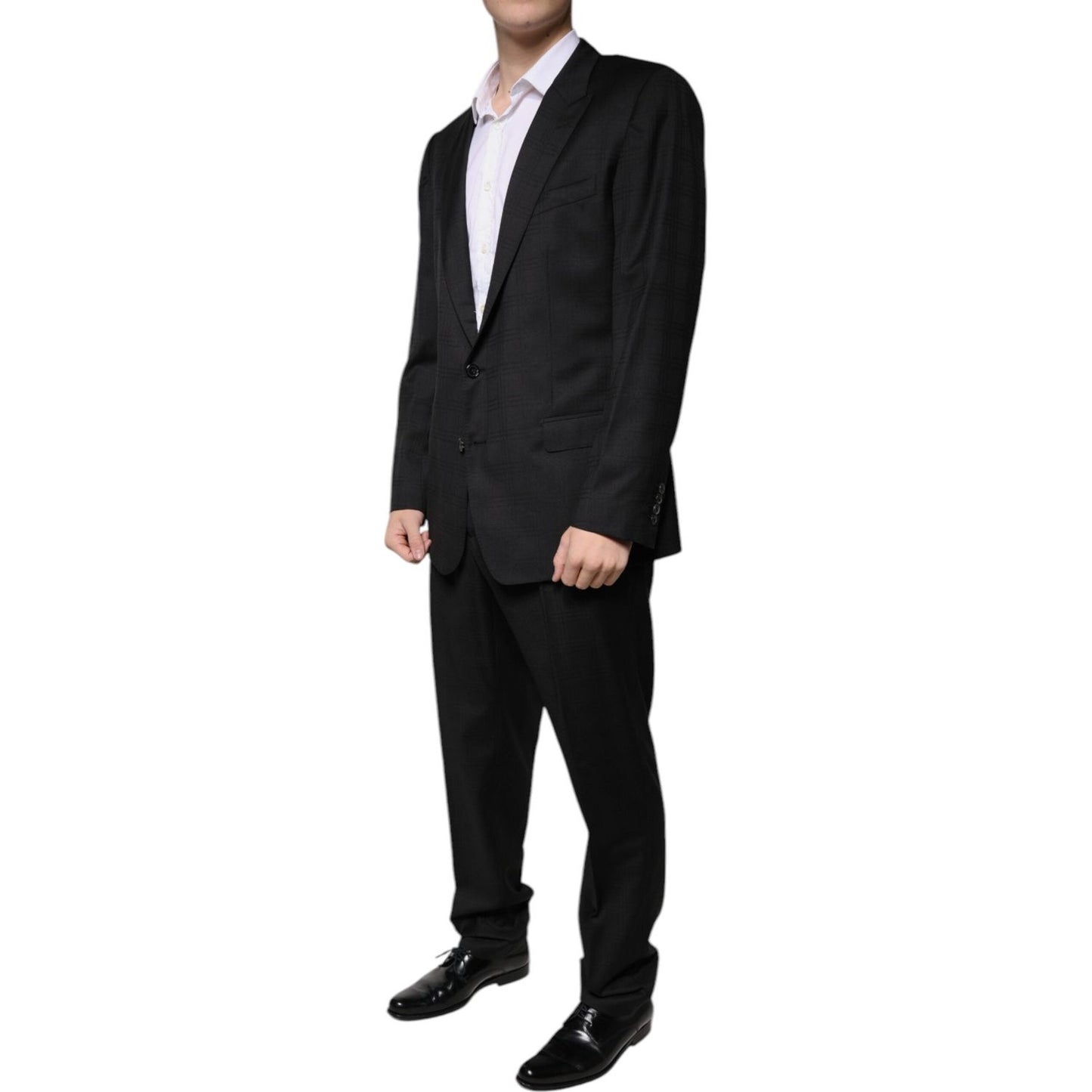 Dolce & Gabbana Black Wool Single Breasted Formal Suit KOS2251-56