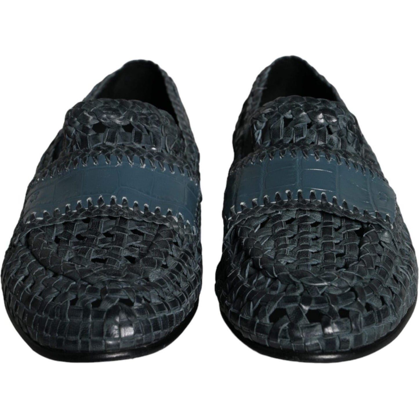 Dolce & Gabbana Blue Woven Leather Slip On Loafers Men Shoes MV5857-40