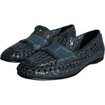 Dolce & Gabbana Blue Woven Leather Slip On Loafers Men Shoes MV5857-40