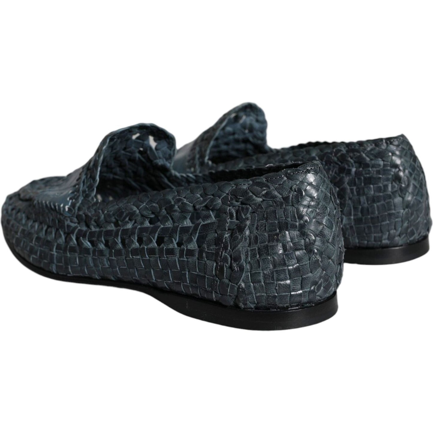 Dolce & Gabbana Blue Woven Leather Slip On Loafers Men Shoes MV5857-40