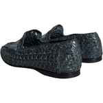 Dolce & Gabbana Blue Woven Leather Slip On Loafers Men Shoes MV5857-40
