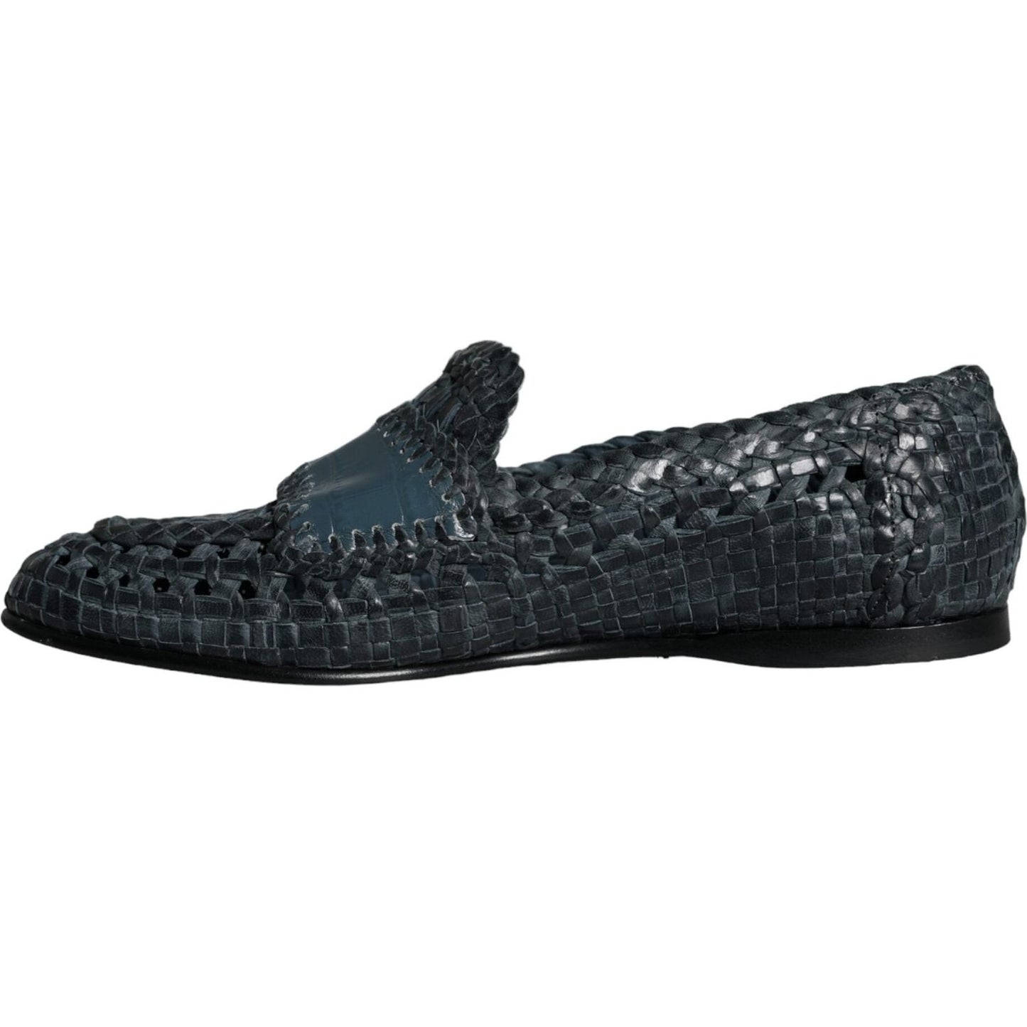 Dolce & Gabbana Blue Woven Leather Slip On Loafers Men Shoes MV5857-40