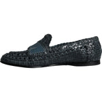 Dolce & Gabbana Blue Woven Leather Slip On Loafers Men Shoes MV5857-40